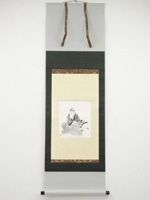 JAPANESE HANGING SCROLL / HAND PAINTED / PEOPLE